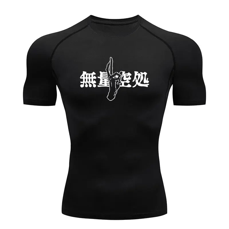 Men Anime Compression Shirt Quick Dry Gym Wear