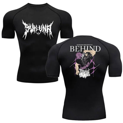 Men Anime Compression Shirt Quick Dry Gym Wear