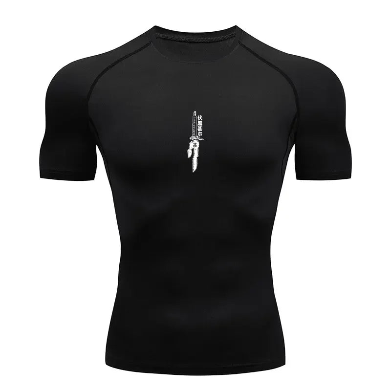 Men Anime Compression Shirt Quick Dry Gym Wear