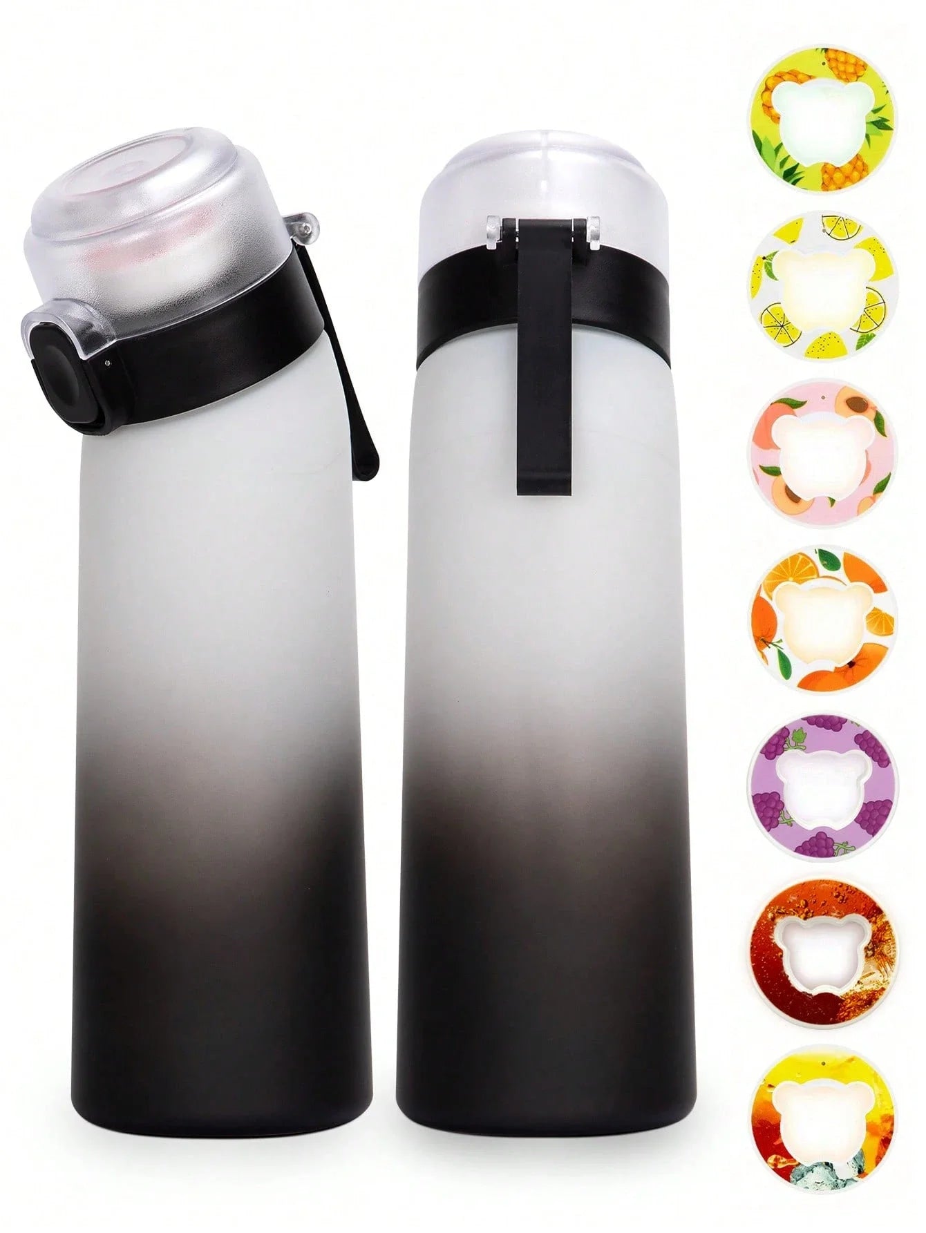Gradient Air Water Bottle – Scented Flavor Hydration Cup 650ml (Pineapple 🍍, Peach 🍑, Orange 🍊, Grape 🍇, Lemon 🍋, Red Bull ⚡, Cola 🥤)