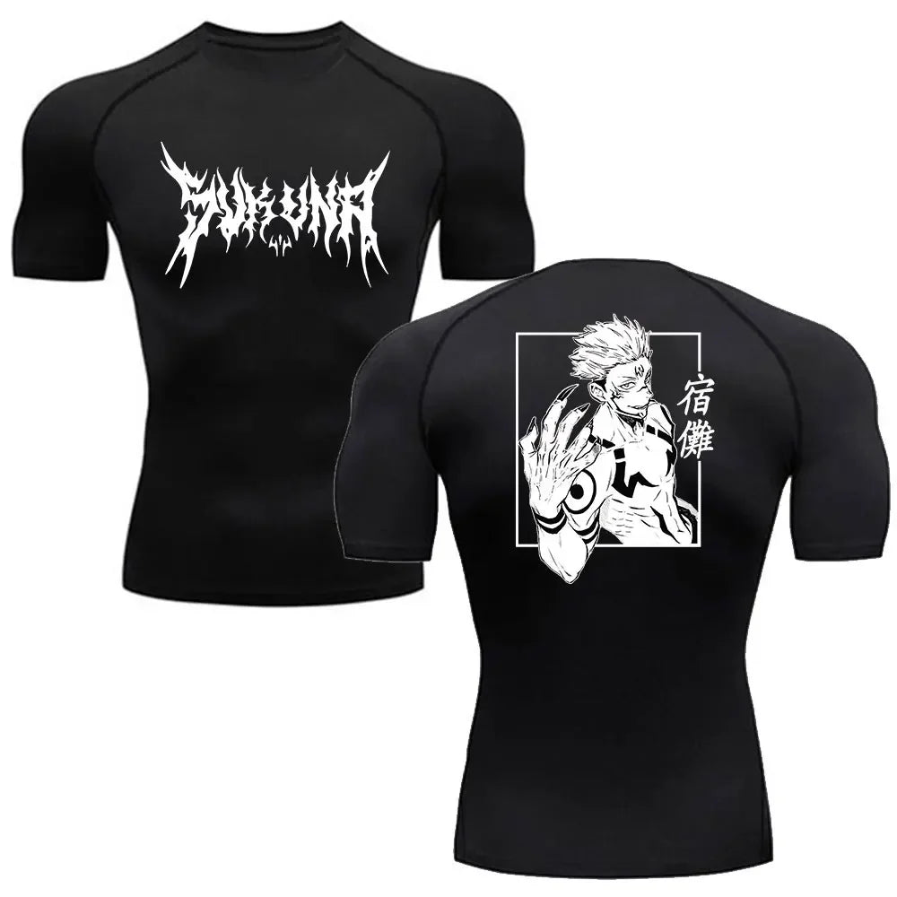 Men Anime Compression Shirt Quick Dry Gym Wear