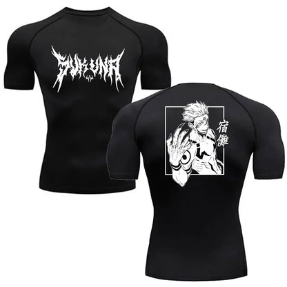 Men Anime Compression Shirt Quick Dry Gym Wear