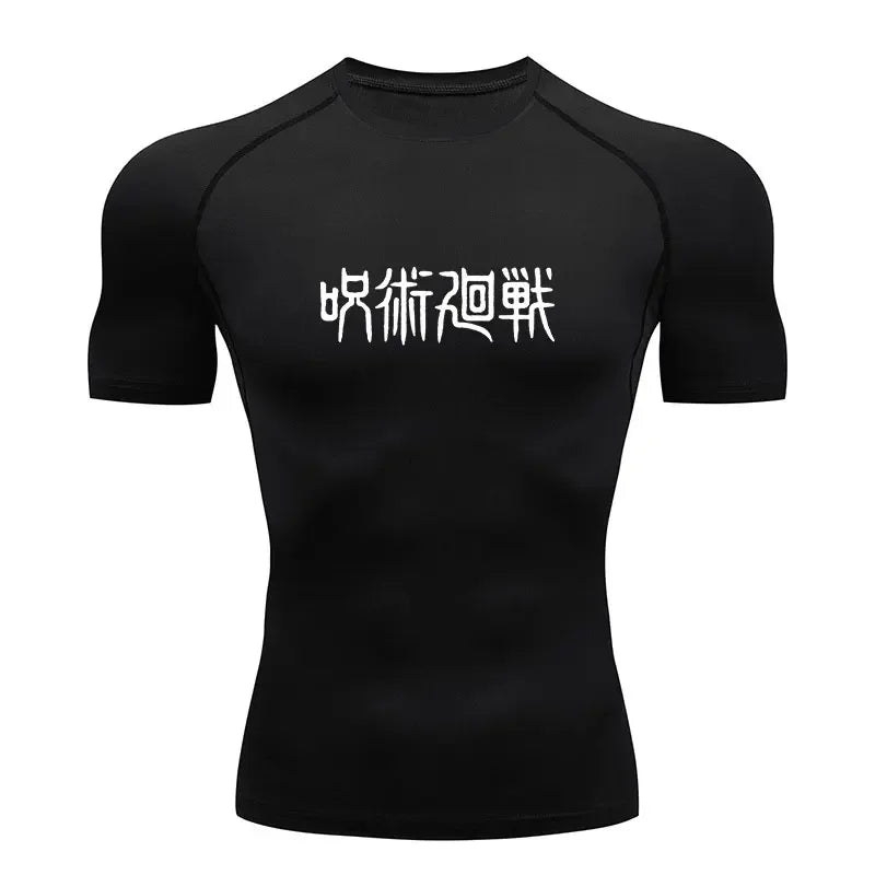 Men Anime Compression Shirt Quick Dry Gym Wear