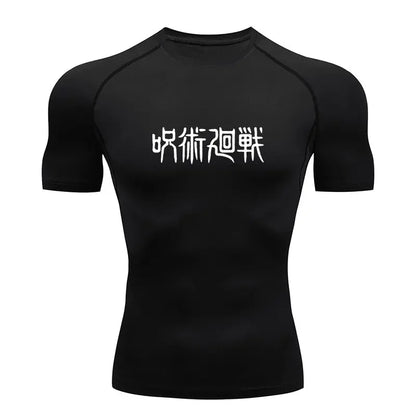 Men Anime Compression Shirt Quick Dry Gym Wear