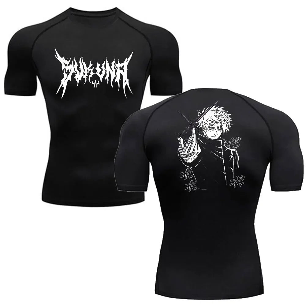 Men Anime Compression Shirt Quick Dry Gym Wear