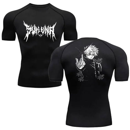 Men Anime Compression Shirt Quick Dry Gym Wear