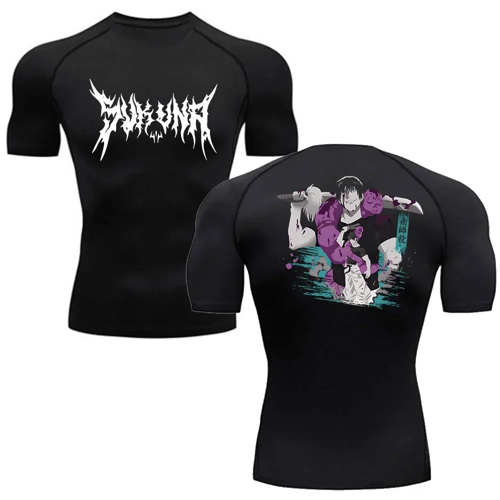 Men Anime Compression Shirt Quick Dry Gym Wear