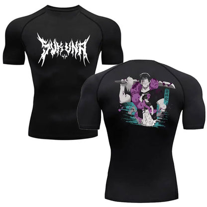 Men Anime Compression Shirt Quick Dry Gym Wear