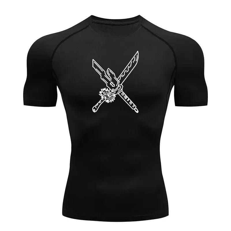 Men Anime Compression Shirt Quick Dry Gym Wear