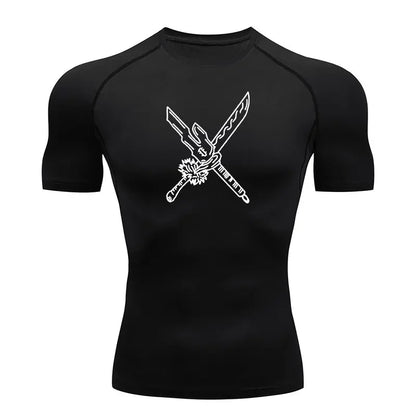 Men Anime Compression Shirt Quick Dry Gym Wear