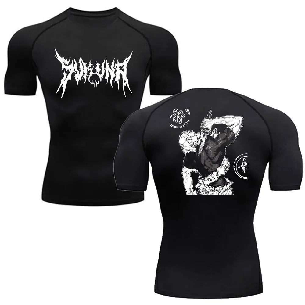 Men Anime Compression Shirt Quick Dry Gym Wear