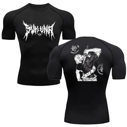Men Anime Compression Shirt Quick Dry Gym Wear