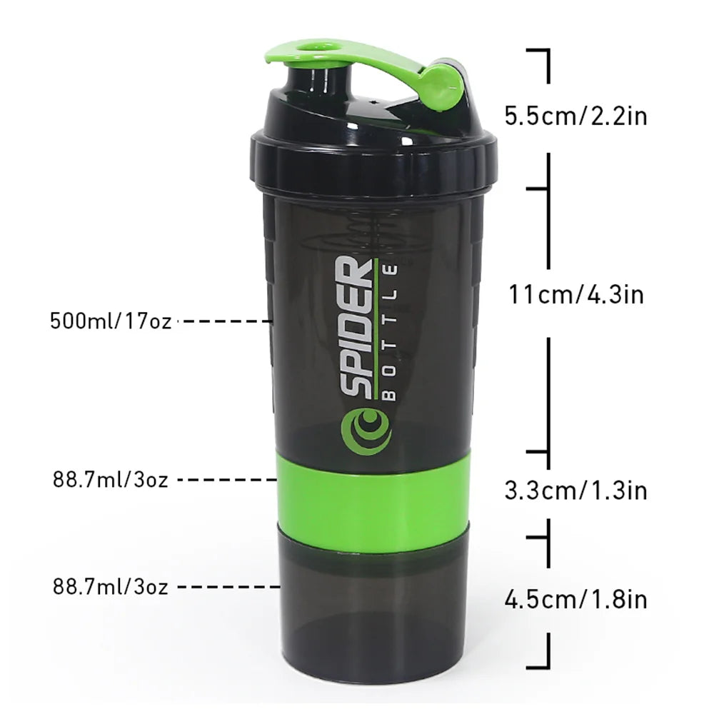 ShakeFuel Bottle 3-Layer — Protein Shaker Mixing Bottle