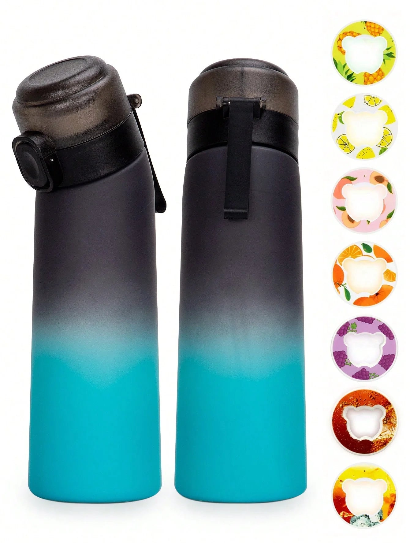 Gradient Air Water Bottle – Scented Flavor Hydration Cup 650ml (Pineapple 🍍, Peach 🍑, Orange 🍊, Grape 🍇, Lemon 🍋, Red Bull ⚡, Cola 🥤)