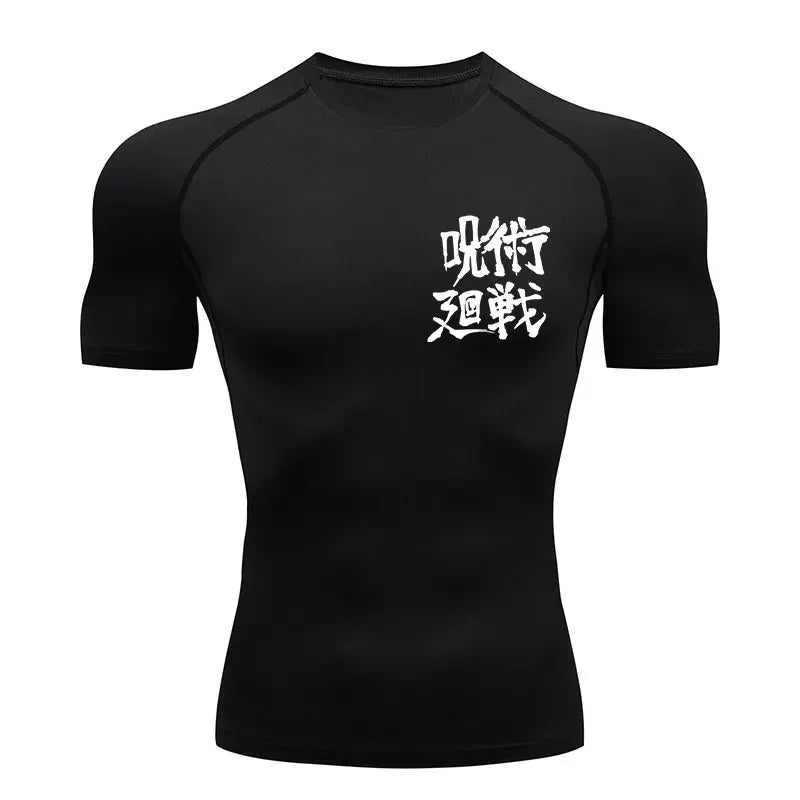 Men Anime Compression Shirt Quick Dry Gym Wear