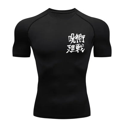 Men Anime Compression Shirt Quick Dry Gym Wear