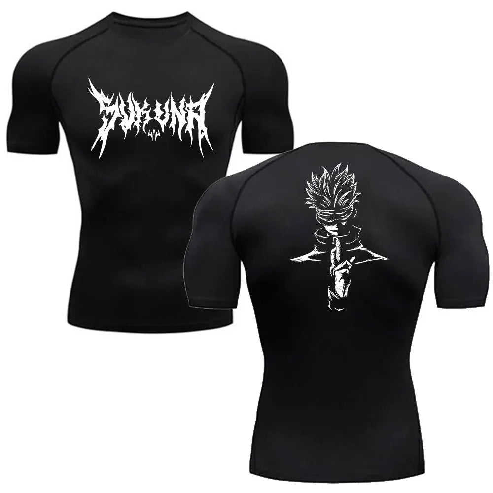 Men Anime Compression Shirt Quick Dry Gym Wear